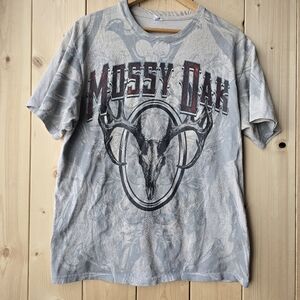 Mossy Oak Western Antler Tan Grey T Shirt Mens Large